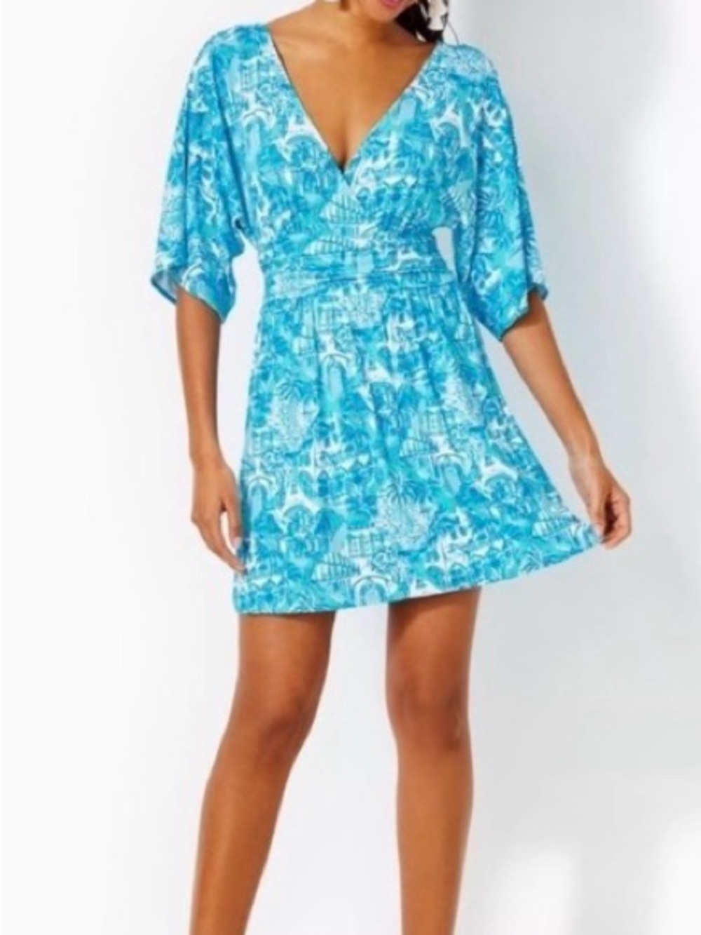 Palm Beach Blue Parigi Skirted Romper - Picture 3 of 5